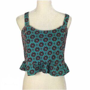 Kendall & Kylie NEW Teal Crop Top Medium Party Casual Summer Spring Red Circle